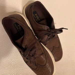 Ralph Lauren Brown classic style boys dress shoe fit for your young King.